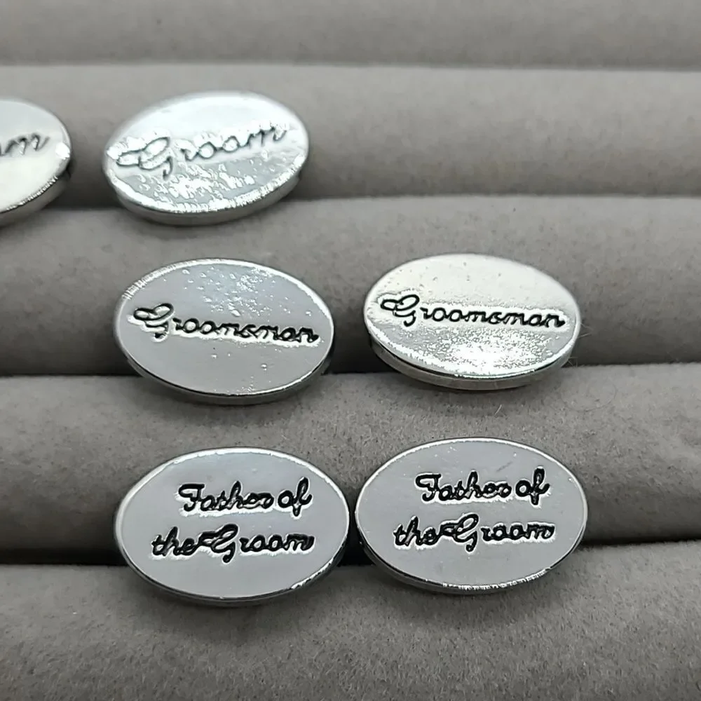 GROOMSMAN Wedding Cufflinks Silver Engraved Bridal Party Formal Tuxedo Cuff Link